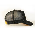 Custom Unisex 5 Panel Trucker Cap Hat , Customized Black 3D Embroidery Mesh Hat