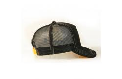 China Custom Unisex 5 Panel Trucker Cap Hat , Customized Black 3D Embroidery Mesh Hat supplier