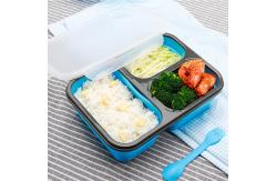 China Rectangle 460g 3 Compartments Silicone Folding Lunch Box supplier