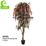 UV Resistant Artificial Potted Floor Plants Ornamental Lifelike Wisteria Flowering Purple Tree for sale