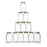 BPA Free Transparent 200ml Square Glass Jars With Lid for sale
