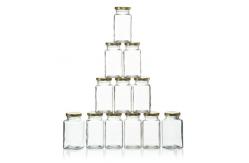China BPA Free Transparent 200ml Square Glass Jars With Lid supplier