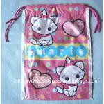 Waterproof Plastic Drawstring Bag , Drawstring Plastic Bag For Wet Towel / Sanitary Towel for sale