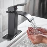 SUS304 Stainless Steel Waterfall Single Hole Single Handle Basin Mixer In Matte Black Chrome Brushed Grey for sale