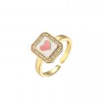 Adjustable Women 14k Gold Ring Oil Drop Rectangular Heart Diamond Engagement  Ring