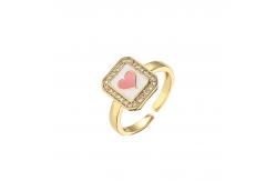 China Adjustable Women 14k Gold Ring Oil Drop Rectangular Heart Diamond Engagement  Ring supplier