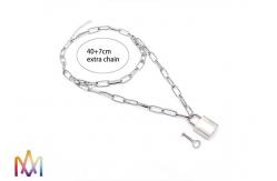 China Hiphop Double Layer Key Lock Engraved Mens Chain Necklace supplier