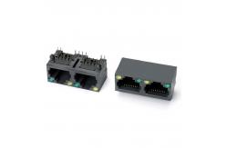 China 1X2 Tab Up Network Straight RJ45 PCB Connector 8 Pin Female supplier