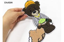 China Large Bear Chenille Varsity Patches For Jackets 8 Tall Felt Material supplier