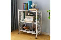 China 3 Shelf Foldable Laundry Steel Shelf Rack With Wheels supplier