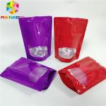 Glossy Surface Stand Up Zipper Pouch Bags Aluminum Foil Smell Proof With Window