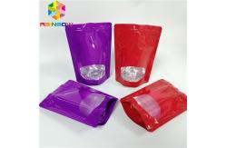 China Glossy Surface Stand Up Zipper Pouch Bags Aluminum Foil Smell Proof With Window supplier