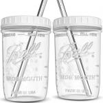 Wide Mouth Glass Tea Reusable Smoothie Cups With Straw 16oz 24oz