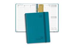 China 100GSM Hard Leatherette Paper Vertical Weekly Planner In Pacific Green supplier