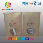 Laminated Foil Customized Kraft Paper Bag / Snack Bag Packaging Stand Up With Window for sale