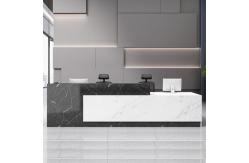 China 94.4 Inch Modern Front Desk White Marbling Wood 25mm Reception Counter Table supplier