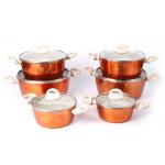 Glass Lid Paint Aluminium 22cm Induction Cookware Set for sale