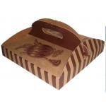 Stripe Folding Brown Paper Box Packaging With Handle For Pizza for sale