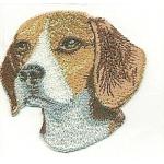 China 3 Beagle Dog Portrait Iron On Embroidery Patch Merrowed Border Custom Pantone Color for sale