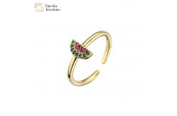 China Diamond Zircon Fruit 18K Gold Plated Ring Adjustable Opening Fancy Watermelon supplier