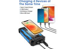 China Fast Charging Wireless Solar Power Battery Bank 30000mAh High Capacity supplier