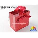 Hot Stamping Logo Exquisite Small Personalised Paper Bags With Ribbon Handle for sale