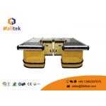 High Grade Wood Supermarket Checkout Counter Multifunctional With Conveyor Belt for sale