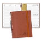 Brown Softcover Spiral Planner 2023 Daily Weekly Schedule Calendar Paper Pocket for sale