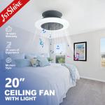 20 Inches LED Ceiling Fan With Speaker APP Smart Control Dimmable Light for sale