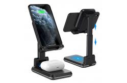 China Portable And Adjustable Dual 10W Wireless Charger Desk Phone Holder supplier