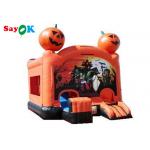 Halloween Pumpkin Inflatable Bounce House Silk Printing for sale