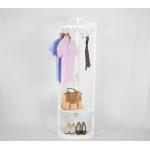 Corner Solid Wood Coat Hanger Rack With 2 Storage Shelves for sale