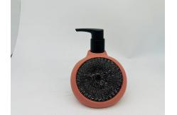 China 2N1 Kitchen Utensil Caddy Polyresin Soap Dispenser With Cleaning Ball On Side Pocket supplier