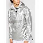 Oem Bulk Mens Reflective Jacket 100% Polyester Shiny Silver Lightweight Windbreaker for sale