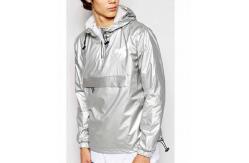 China Oem Bulk Mens Reflective Jacket 100% Polyester Shiny Silver Lightweight Windbreaker supplier