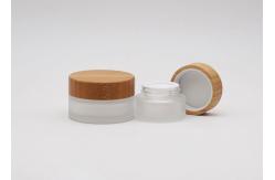 China Frosted Clear Cream Cosmetic Jar Container 100g Empty With Bamboo Lid supplier