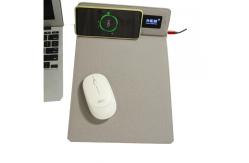 China Customized Logo Brown Wireless Charging Mouse Pad With Holder supplier