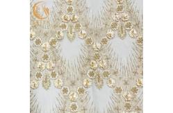 China 20% Polyester Material 3D Flower Lace Fabric With Beads supplier