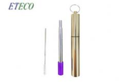 China Flexible Reusable Telescopic Straw , Wide Metal Straws With Cleaning Brush supplier