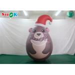 Custom Portable Pvc Sealed Gray Inflatable Teddy Bear With Xmas Hat Advertising