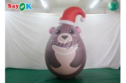 China Custom Portable Pvc Sealed Gray Inflatable Teddy Bear With Xmas Hat Advertising supplier