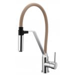 CONNE Pull Out Kitchen Mixer Faucet Desk Mounted Magnetic Light Brown Tube for sale