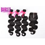 Virgin Body Wave Extensions , 3 Bundles Malaysian Hair With Closure Unprocessed for sale
