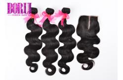 China Virgin Body Wave Extensions , 3 Bundles Malaysian Hair With Closure Unprocessed supplier