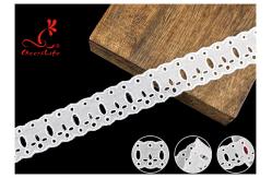 China Original Cotton Lace Fabric Trim With Double Scalloped Edge Via SGS supplier