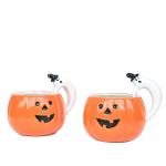 Household Ceramic Pumpkin Mug , Sustainable Halloween Ceramic Cups for sale