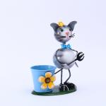 Recycled Metal Yard Ornaments Handicraft Metal Cat Garden Decor OEM for sale