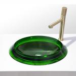 Modern Style Bathroom Wash Basins Semi Embedded Oval Shape Glazed Glass Sinks for sale