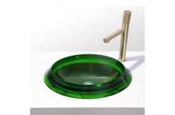 China Modern Style Bathroom Wash Basins Semi Embedded Oval Shape Glazed Glass Sinks supplier