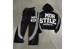 China Men's Windbreaker High Waist Sweatpants with Side Stripes and Custom Logo Design supplier